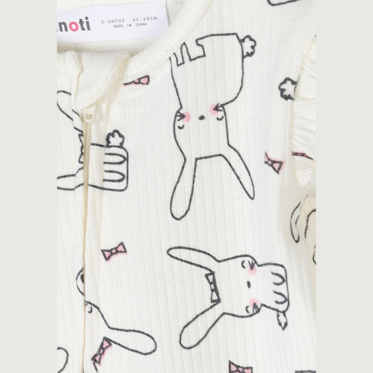Set van 3 slaappakjes, geribbeld, gestreept en met konijntje, roze: Lichtroze / 3-6 M (62-68 cm)