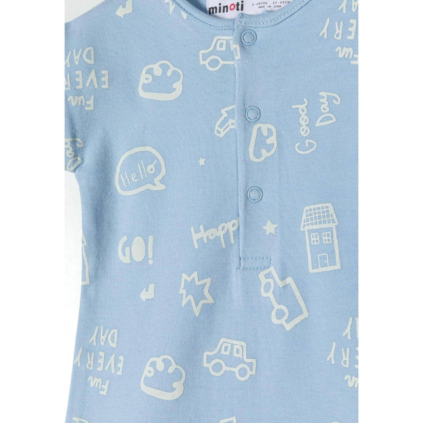 Set van 2 rompers met korte mouw, gestreept & met print, blauw: Beige / 3-6 M (62-68 cm)