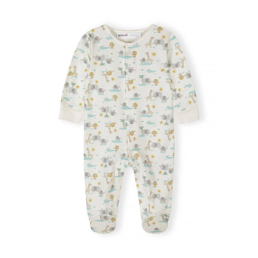 Set van 3 katoenen slaappakjes, Safari, crème-mint: Off-White / 0-3 M (56-62 cm)