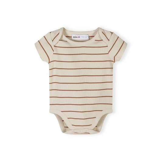 3-pack rompertjes met korte mouwen, giraffenprint, beige-bruin: Beige / 6-9 M (68-74 cm)