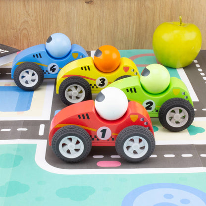 Wooden friction toy: turbo driver (set of 4) - 1+