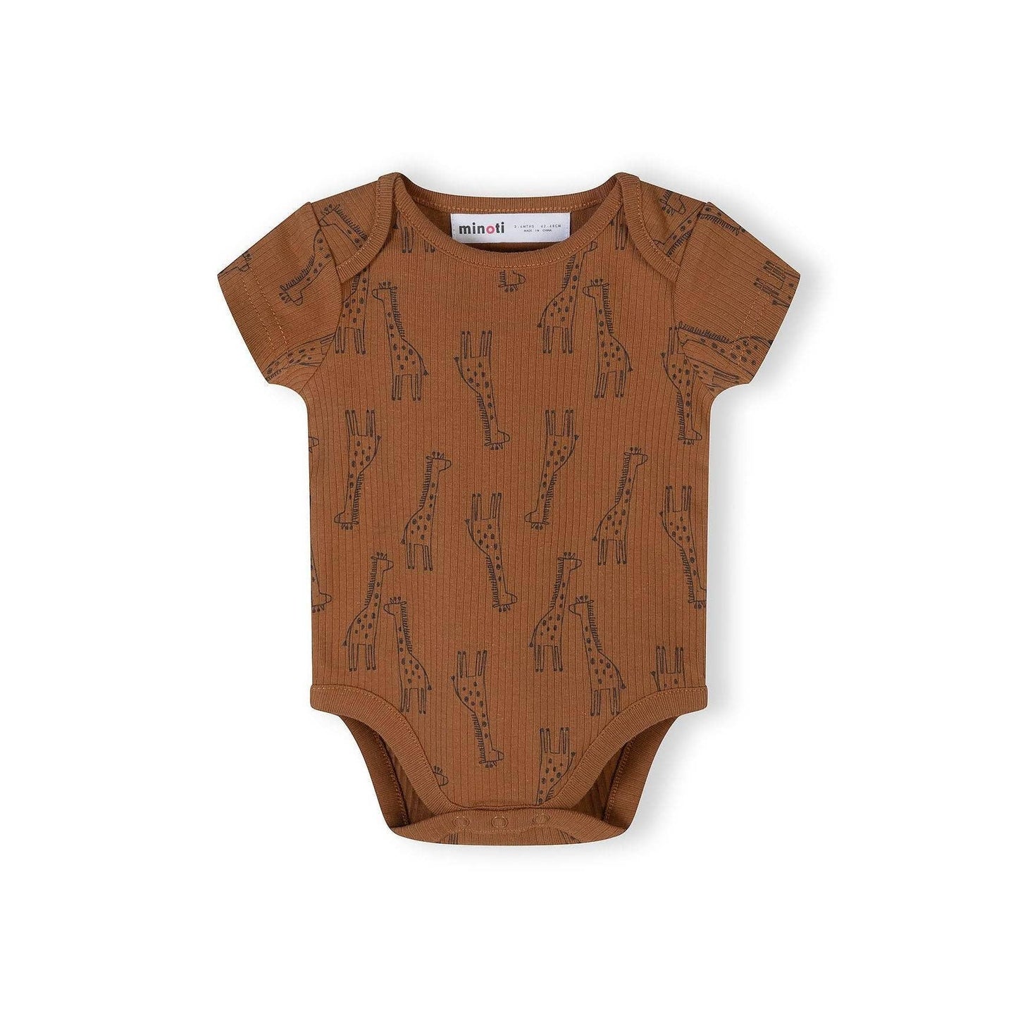 3-pack rompertjes met korte mouwen, giraffenprint, beige-bruin: Beige / 0-3 M (56-62 cm)