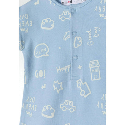 Set van 2 rompers met korte mouw, gestreept & met print, blauw: Beige / 3-6 M (62-68 cm)