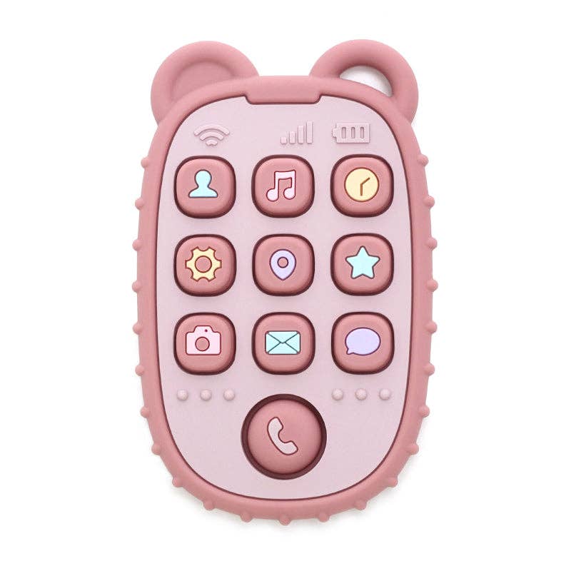 Silicone Teether with Phone - Powder Pink