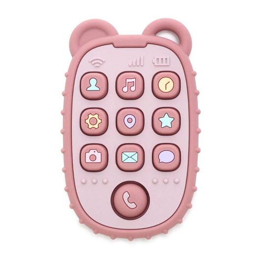 Silicone Teether with Phone - Powder Pink