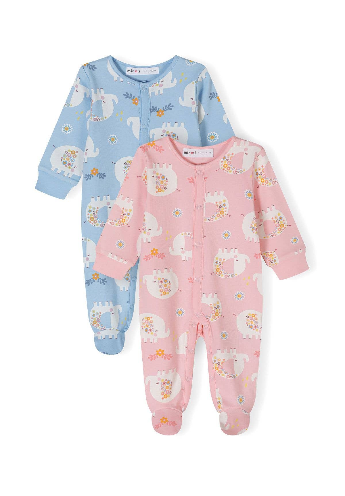 Girls 2-pack long sleeve sleepsuits 0-24m light pink: Lichtroze / 6-9m