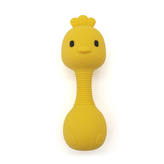 Silicone chick rattle: yellow