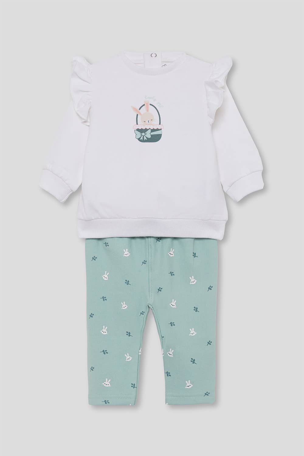 Newborn baby girl set - 12 months - white/green