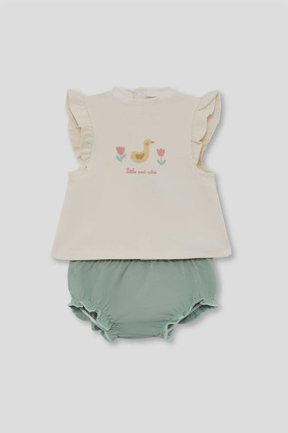 6+ month gift box girl - Small - green/crème
