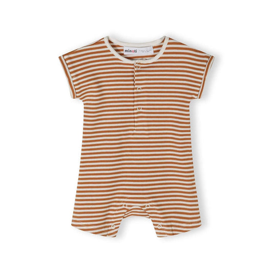 Set van 2 rompers met korte mouw, gestreept & met print, blauw: Beige / 6-9 M (68-74 cm)