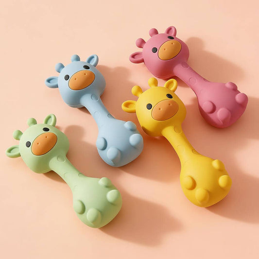 Silicone giraffe rattle: pink