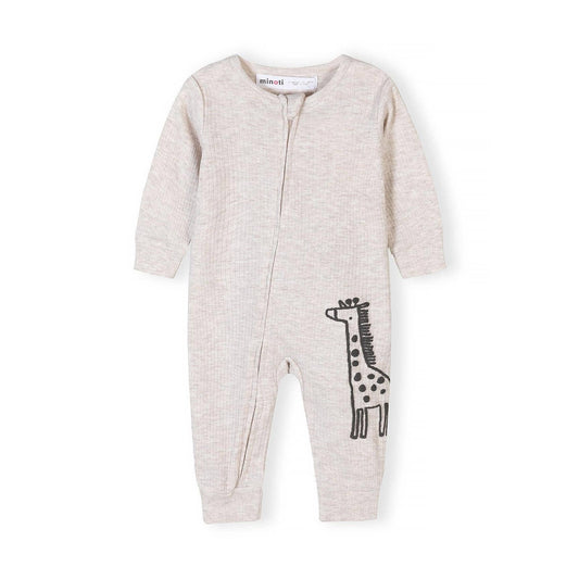 Set van 3 babyrompers, geribbelde giraffe, neutraal: Beige / 9-12 M (74-80 cm)