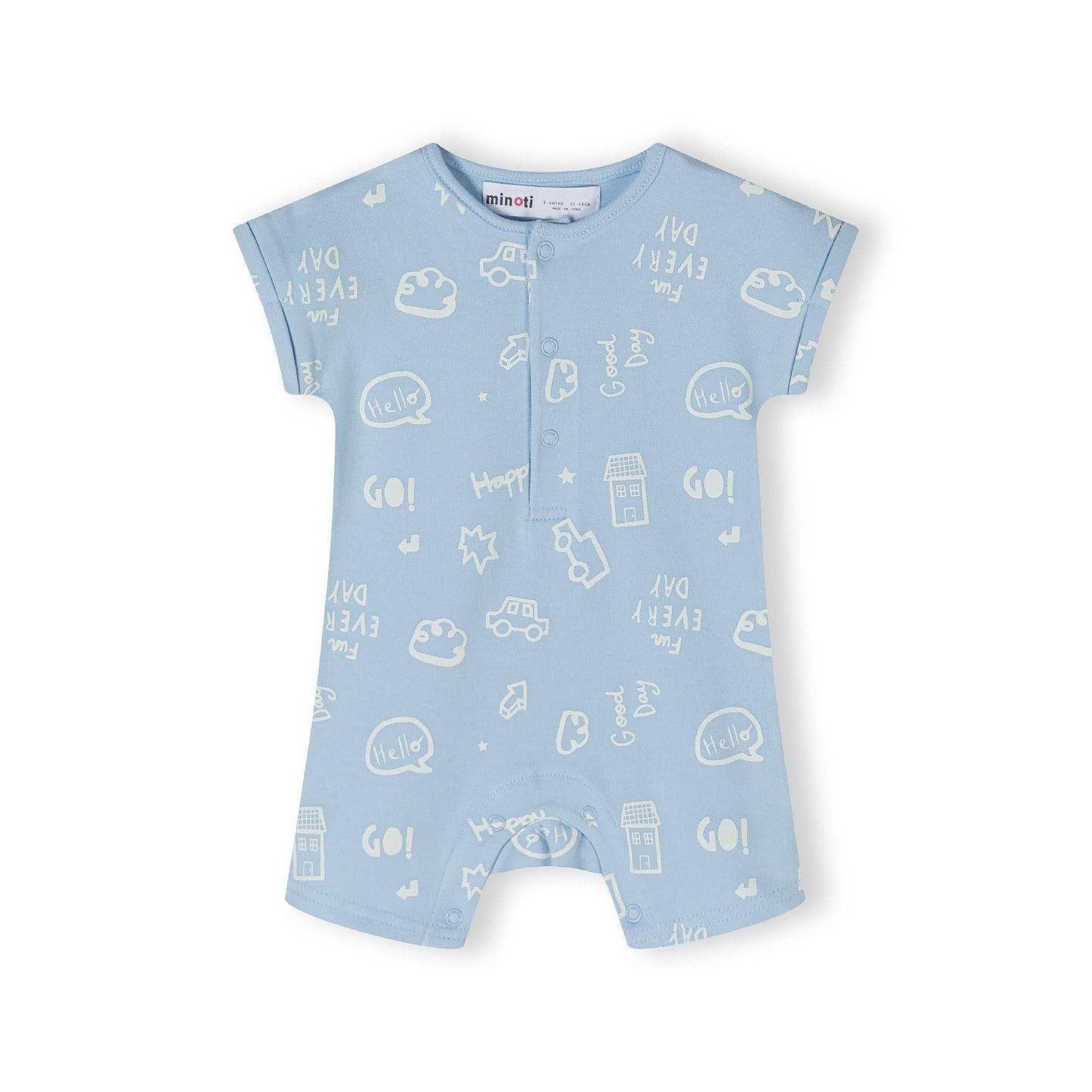 Set van 2 rompers met korte mouw, gestreept & met print, blauw: Beige / 6-9 M (68-74 cm)