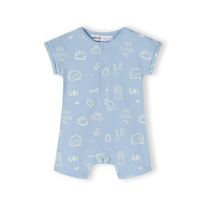 Set van 2 rompers met korte mouw, gestreept & met print, blauw: Beige / 6-9 M (68-74 cm)