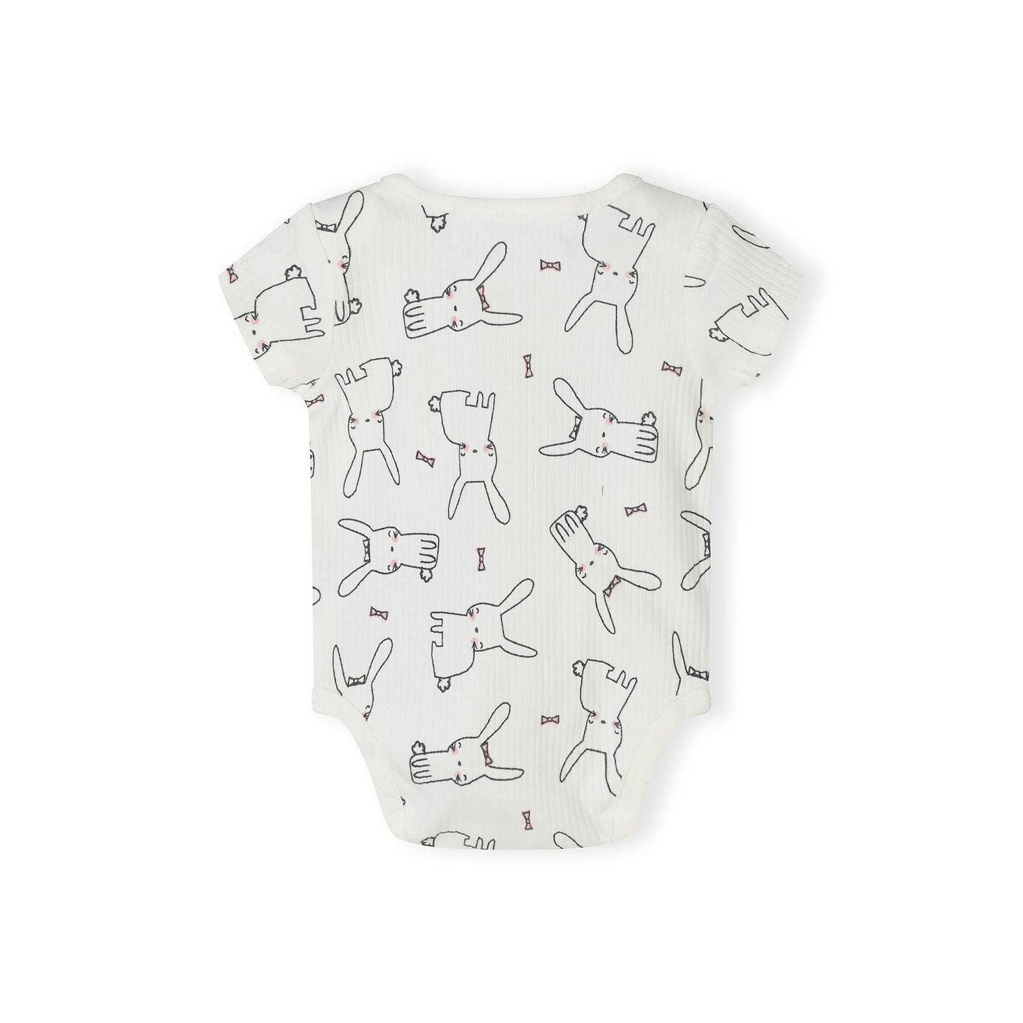 Rompertjes met korte mouwen, set van 3, konijn/gestreept hart, roze/wit: Lichtroze / 3-6 M (62-68 cm)