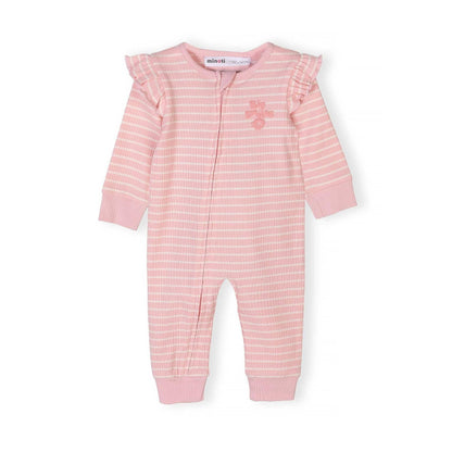 Set van 3 rompertjes geribbeld, gestreept en met konijntje, roze: Lichtroze / 9-12 M (74-80 cm)