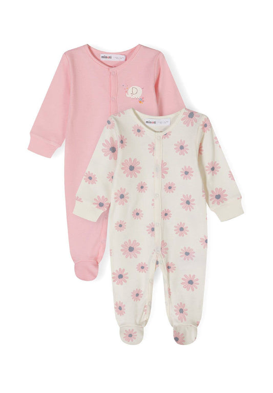 Girls 2-pack long sleeve sleepsuits 0-24m light pink: Lichtroze / 6-9m
