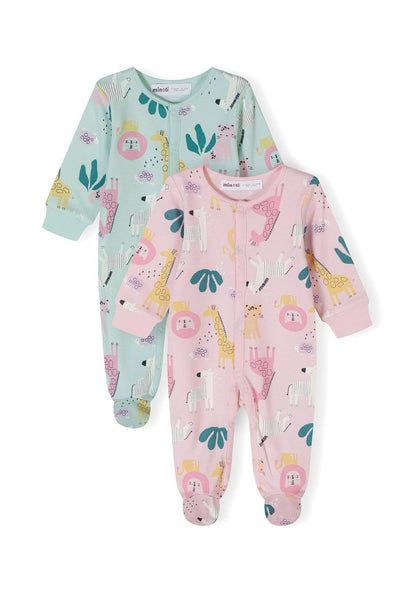 Girls 2-pack long sleeve sleepsuits 0-24m light pink: Lichtroze / 6-9m
