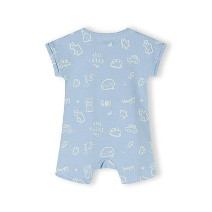 Set van 2 rompers met korte mouw, gestreept & met print, blauw: Beige / 6-9 M (68-74 cm)