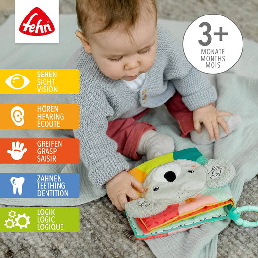 Livre en tissu Koala - livre d'éveil sensoriel avec motifs animaux