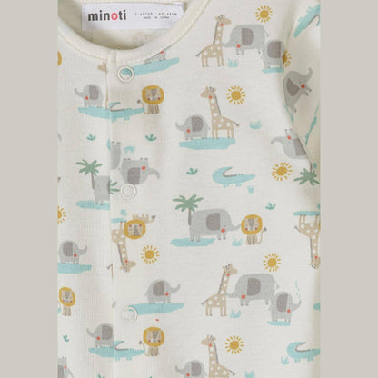 Set van 3 katoenen slaappakjes, Safari, crème-mint: Gebroken wit / 0-3 M (56-62 cm)