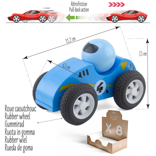 Wooden friction toy: turbo driver (set of 4) - 1+
