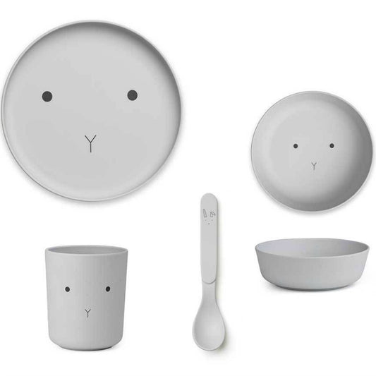 Liewood - bamboo tableware box set - rabbit/dumbo grey