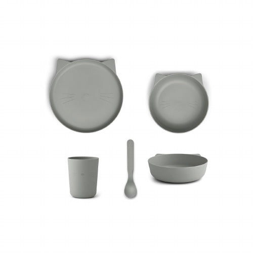 Liewood - Paul tableware set cat - cat dove blue