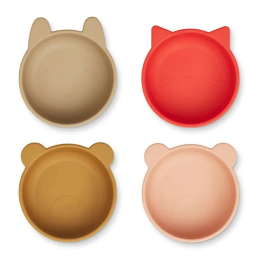 Liewood - Iggy silicone bowls 4 pack - apple red/tuscany rose multi mix