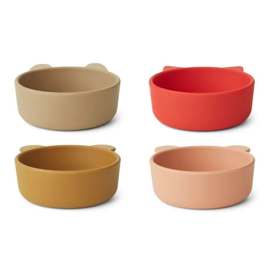 Liewood - Iggy silicone bowls 4 pack - apple red/tuscany rose multi mix