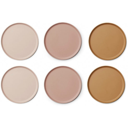 Liewood - Patrick bamboo plate 6 pack - rose multi mix