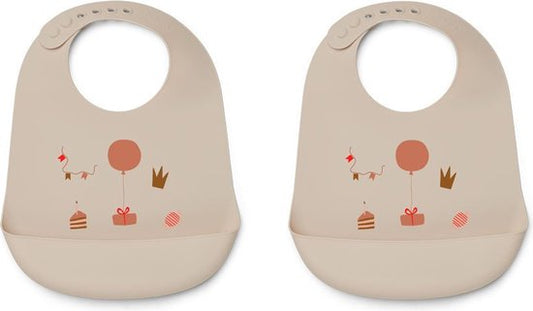 Liewood - Tilda silicone bib 2 pack - birthday multi mix