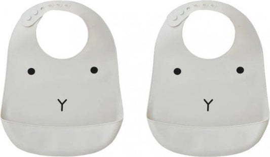 Liewood - Tilda silicone bib 2 pack - rabbit dumbo grey