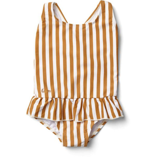 Liewood - Amara swimsuit - stripe: mustard/creme de la creme