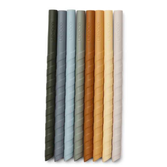 Liewood - Siliconen rietjes & schoonmaakborstel - blauw multi mix