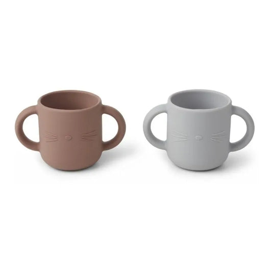 Liewood - Gene siliconen beker - 2 stuks - cat dumbo grey