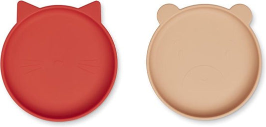 Liewood - Olivia plate 2 pack - apple red/tuscany rose mix