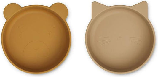 Liewood - Olivia silicone plate 2 pack - golden caramel/oat mix
