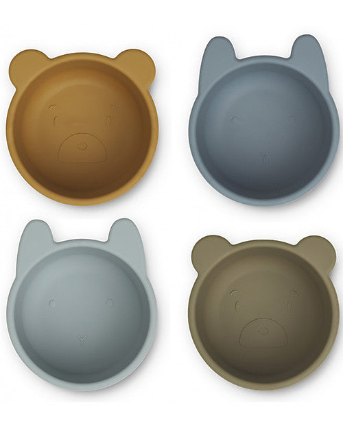 Liewood - Lot de 4 bols en silicone - Caramel doré/Mélange de bleus