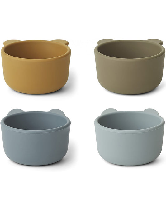 Liewood - Lot de 4 bols en silicone - Caramel doré/Mélange de bleus