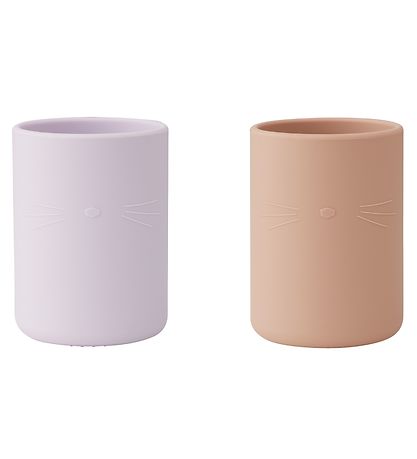 Liewood - Gobelet en silicone Ethan - lot de 2 - chat - lavande claire