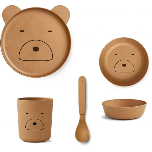 Liewood - Bamboo tableware box set - Mr bear mustard