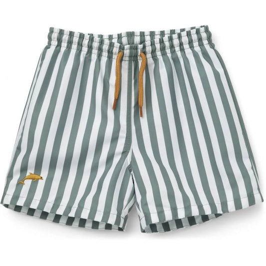 Liewood - Short de bain Duke - rayé menthe poivrée/blanc