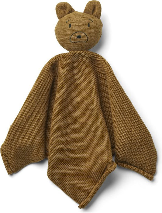 Liewood - Milo Knit Knuffeldoekje - 35x35 cm. - Mr Bear Golden Caramel