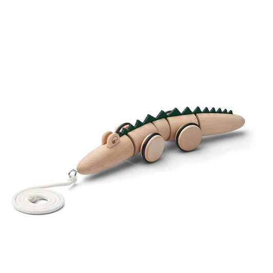 Liewood - Jouet à tirer crocodile - bois naturel/mélange vert chasseur