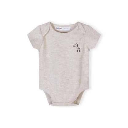 3-pack rompertjes met korte mouwen, giraffenprint, beige-bruin: Beige / 6-9 M (68-74 cm)