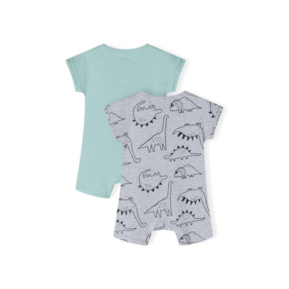 Rompers 2-pack, korte mouw, dinosaurus, mintgroen: Grijs / 6-9 M (68-74 cm)