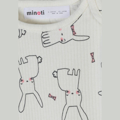 Rompertjes met korte mouwen, set van 3, konijn/gestreept hart, roze/wit: Lichtroze / 3-6 M (62-68 cm)