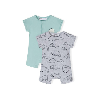 Rompers 2-pack, korte mouw, dinosaurus, mintgroen: Grijs / 6-9 M (68-74 cm)