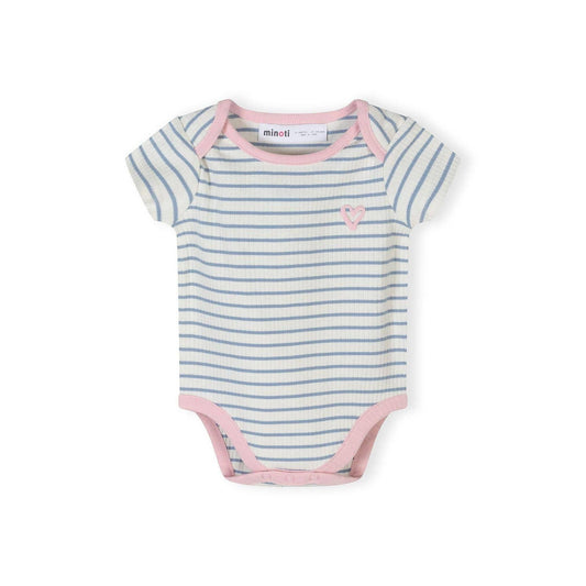 Rompertjes met korte mouwen, set van 3, konijn/gestreept hart, roze/wit: Light Pink / 6-9 M (68-74 cm)